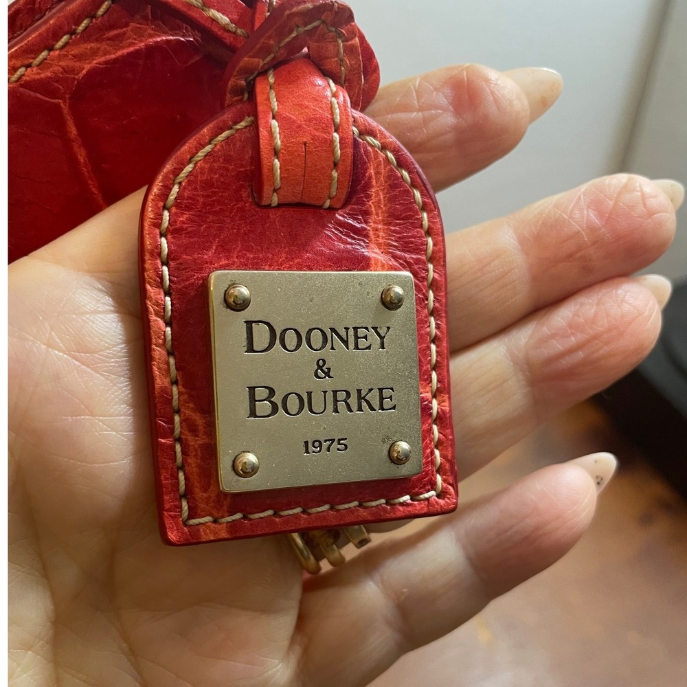 Dooney & Bourke Red Croc-Embossed Leather Shoulder Bag - Picture 2 of 11